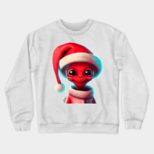 Christmas cute alien with Santa hat Crewneck Sweatshirt